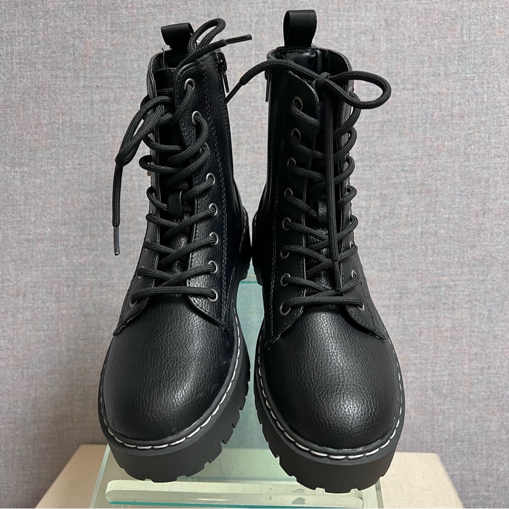 Sincerely Jules Harley Combat Boots Black Platform Lace Up Zip Sz 7.5 NWT - Picture 2 of 9